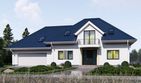 Projekt domu uA29v1 - parterowy z poddaszem dom o powierzchni 180,42 m², dach kopertowy, koszt budowy 491 000 zł - ujęcie frontu