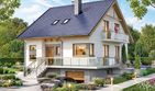 Projekt domu BW-32 wariant 4 podpiwniczony - parterowy z poddaszem dom o powierzchni 130,40 m², dach dwuspadowy, koszt budowy 345 000 zł - ujęcie frontu