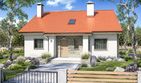Projekt domu Małgosia 2DD - parterowy z poddaszem dom o powierzchni 143,60 m², dach dwuspadowy, koszt budowy 385 000 zł - ujęcie frontu