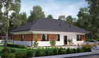 Projekt domu KA21 - parterowy dom o powierzchni 105,98 m², dach kopertowy, koszt budowy 285 000 zł - ujęcie frontu