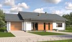 Projekt domu TK61G - parterowy dom o powierzchni 151,21 m², dach dwuspadowy, koszt budowy 466 000 zł - ujęcie frontu