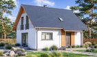 Projekt domu Domek Nieduży MINI ET (010 ET MINI) - parterowy z poddaszem dom o powierzchni 97,48 m², dach dwuspadowy, koszt budowy 252 000 zł - ujęcie frontu