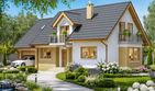 Projekt domu BW-03 wariant 8 - parterowy z poddaszem dom o powierzchni 110,90 m², dach dwuspadowy, koszt budowy 301 000 zł - ujęcie frontu
