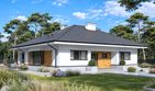 Projekt domu Beno III - parterowy dom o powierzchni 119,80 m², dach kopertowy, koszt budowy 333 000 zł - ujęcie frontu