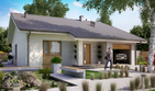 Projekt domu KA91 T - parterowy dom o powierzchni 101,24 m², dach dwuspadowy, koszt budowy 300 000 zł - ujęcie frontu