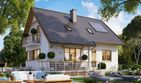 Projekt domu BW-36 wariant 11 podpiwniczony - parterowy z poddaszem dom o powierzchni 102,30 m², dach dwuspadowy - ujęcie 3