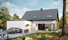 Projekt domu Malkolm G2 energo plus - parterowy z poddaszem dom o powierzchni 156,60 m², dach dwuspadowy, koszt budowy 449 000 zł - ujęcie frontu