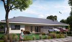 Projekt domu KA108 - parterowy dom o powierzchni 229,34 m², dach wielospadowy, koszt budowy 733 000 zł - ujęcie frontu