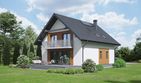 Projekt domu Grochowice 55m - parterowy z poddaszem dom o powierzchni 140 m², dach dwuspadowy, koszt budowy 360 000 zł - ujęcie frontu