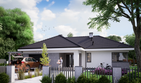 Projekt domu KA133 - parterowy dom o powierzchni 139,85 m², dach wielospadowy, koszt budowy 418 000 zł - ujęcie frontu