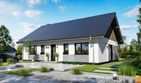 Projekt domu Tani w budowie - parterowy dom o powierzchni 99,62 m², dach dwuspadowy, koszt budowy 270 000 zł - ujęcie frontu