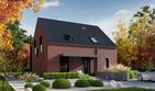 Projekt domu Mini 13 PLUS (wersja B) energo plus - parterowy z poddaszem dom o powierzchni 137,94 m², dach dwuspadowy, koszt budowy 388 000 zł - ujęcie frontu