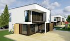 Projekt domu EX 2 G1 energo plus (bliźniak) - z pełnym piętrem dom o powierzchni 125,15 m², dach płaski, koszt budowy 280 608 zł - ujęcie frontu