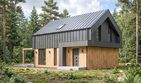 Projekt domu Sej-pro 040 energo - parterowy z poddaszem dom o powierzchni 81,57 m², dach dwuspadowy, koszt budowy 237 000 zł - ujęcie frontu
