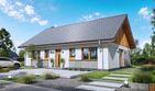 Projekt domu Tani w budowie wiązary - parterowy dom o powierzchni 99,67 m², dach dwuspadowy, koszt budowy 270 000 zł - ujęcie frontu