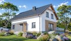 Projekt domu eko Typowy 70 - parterowy z poddaszem dom o powierzchni 149,91 m², dach dwuspadowy, koszt budowy 384 000 zł - ujęcie frontu