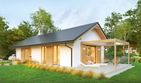 Projekt domu Mirtillo - parterowy dom o powierzchni 74,50 m², dach dwuspadowy, koszt budowy 216 000 zł - ujęcie frontu