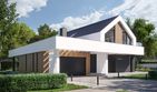 Projekt domu NewHouse 790 w2 - parterowy z poddaszem dom o powierzchni 172,58 m², dach dwuspadowy, koszt budowy 561 000 zł - ujęcie frontu