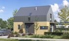Projekt domu D337B - parterowy z poddaszem dom o powierzchni 94,31 m², dach dwuspadowy, koszt budowy 225 000 zł - ujęcie frontu