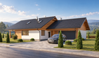 Projekt domu L-317 murowy - parterowy dom o powierzchni 155,96 m², dach dwuspadowy, koszt budowy 492 000 zł - ujęcie frontu