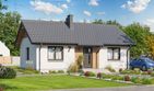 Projekt domu Tebe 7 - parterowy dom o powierzchni 60 m², dach dwuspadowy, koszt budowy 174 000 zł - ujęcie frontu