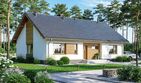 Projekt domu Mokka plus - parterowy dom o powierzchni 110 m², dach dwuspadowy, koszt budowy 297 000 zł - ujęcie frontu