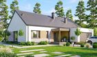 Projekt domu Abelia 2 modern - parterowy dom o powierzchni 133,13 m², dach dwuspadowy, koszt budowy 401 000 zł - ujęcie frontu