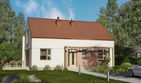 Projekt domu D342 - parterowy z poddaszem dom o powierzchni 109,52 m², dach dwuspadowy, koszt budowy 289 000 zł - ujęcie frontu