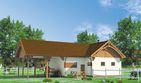 Projekt budynku gospodarczego BGS10 szkielet drewniany budynek gospodarczy - parterowy dom o powierzchni 83,32 m², dach wielospadowy - ujęcie frontu