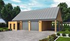 Projekt budynku gospodarczego G360 budynek gospodarczy - parterowy dom o powierzchni 73,79 m², dach dwuspadowy - ujęcie frontu