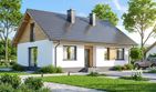 Projekt domu Irys 2 - parterowy dom o powierzchni 77,48 m², dach dwuspadowy, koszt budowy 251 000 zł - ujęcie frontu