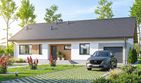 Projekt domu Mokka 20 plus 2 - parterowy dom o powierzchni 110,96 m², dach dwuspadowy, koszt budowy 334 000 zł - ujęcie frontu