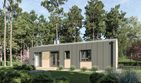 Projekt domu DM1 - wersja drewniana - parterowy dom o powierzchni 56,38 m², dach dwuspadowy - ujęcie 2