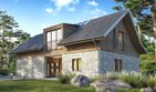 Projekt domu Rufus - parterowy z poddaszem dom o powierzchni 183,70 m², dach dwuspadowy, koszt budowy 540 000 zł - ujęcie frontu