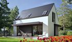 Projekt domu Mini 21 plus (wersja C) energo plus - parterowy z poddaszem dom o powierzchni 79,62 m², dach dwuspadowy, koszt budowy 197 000 zł - ujęcie frontu