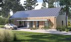 Projekt domu D322D wersja drewniana - parterowy dom o powierzchni 126,33 m², dach dwuspadowy - ujęcie frontu