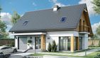 Projekt domu Rio 2 pompa ciepła, rekuperacja - parterowy z poddaszem dom o powierzchni 115,28 m², dach dwuspadowy, koszt budowy 308 000 zł - ujęcie frontu