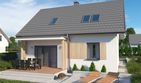 Projekt domu Sevilla 4 - na zgłoszenie do 70m2 pompa ciepła, wentylacja mechaniczna z rekup. - parterowy z poddaszem dom o powierzchni 81,70 m², dach dwuspadowy - ujęcie 2