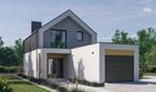 Projekt domu D427 - z garażem - parterowy z poddaszem dom o powierzchni 91,59 m², dach dwuspadowy - ujęcie 2