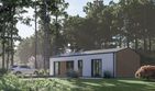 Projekt domu DM3 - wersja drewniana - parterowy dom o powierzchni 63,64 m², dach dwuspadowy - ujęcie 2