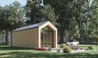 Projekt domu letniskowego DM7 - wersja drewniana - parterowy dom o powierzchni 22,87 m², dach dwuspadowy - ujęcie 3