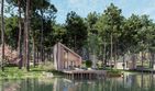 Projekt domu letniskowego D434 - wersja drewniana - parterowy dom o powierzchni 41,49 m², dach jednospadowy - ujęcie 2