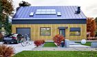 Projekt domu Hazi z garażem 1-st. [A] - parterowy z poddaszem dom o powierzchni 123,80 m², dach dwuspadowy, koszt budowy 351 000 zł - ujęcie frontu