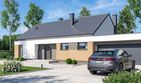 Projekt domu Malwa - parterowy dom o powierzchni 112,83 m², dach dwuspadowy, koszt budowy 348 000 zł - ujęcie frontu