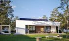 Projekt domu Mini 25 modern plus energo plus - parterowy dom o powierzchni 93,64 m², dach płaski, koszt budowy 283 000 zł - ujęcie frontu