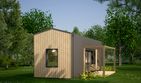 Projekt domu letniskowego DM24A - wersja drewniana - parterowy dom o powierzchni 29,31 m², dach dwuspadowy - ujęcie 3
