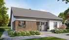 Projekt domu Eco 53 - parterowy dom o powierzchni 97,28 m², dach dwuspadowy, koszt budowy 277 000 zł - ujęcie frontu