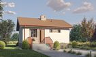 Projekt domu D442 - Bogusia - parterowy dom o powierzchni 39,80 m², dach dwuspadowy, koszt budowy 122 000 zł - ujęcie frontu