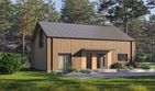 Projekt domu D445 - wersja drewniana - parterowy dom o powierzchni 133,10 m², dach dwuspadowy - ujęcie 2