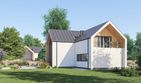 Projekt domu D444 wersja drewniana - parterowy z poddaszem dom o powierzchni 160,11 m², dach dwuspadowy - ujęcie 3